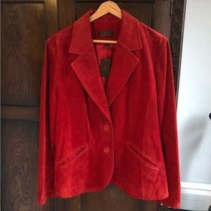 Red Danier leather blazer . Brand new with tag never worn . Genuine suede.